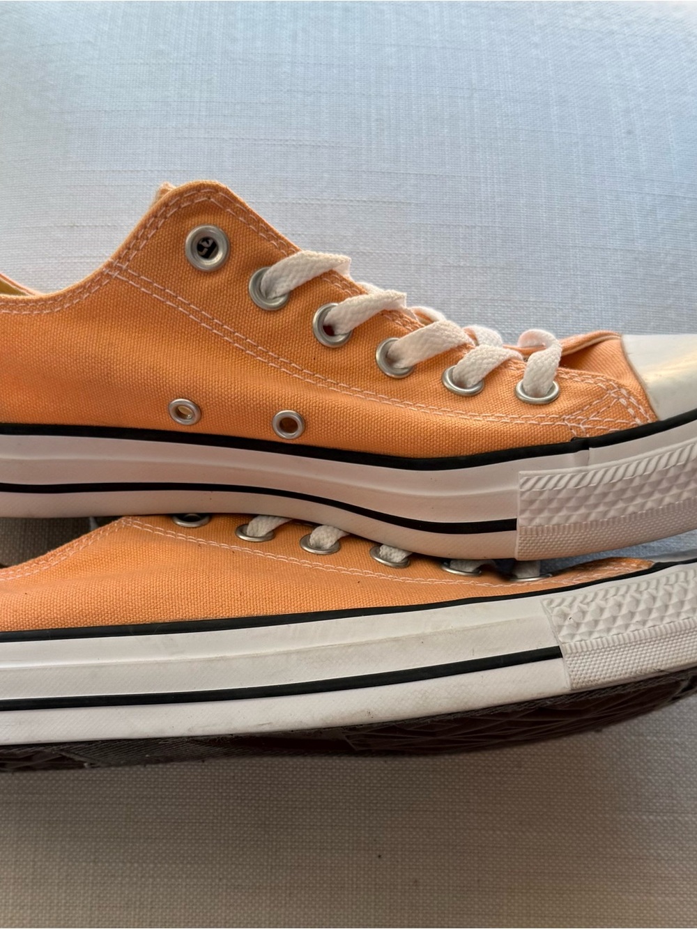 Converse Unisex Low Top Sneakers in Orange Canvas with White Accents - Picture 2 of 3